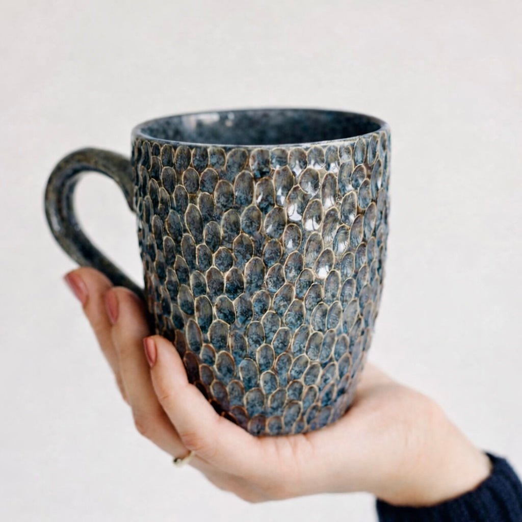 Keramikiniai puodeliai su įdubimais